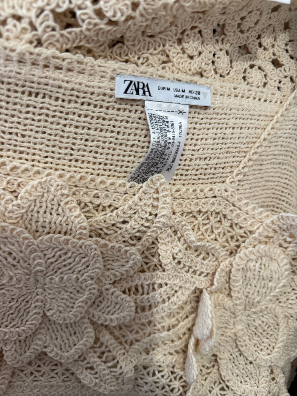 Zara Cream Crochet Floral Knit Top - Picture 7 of 7